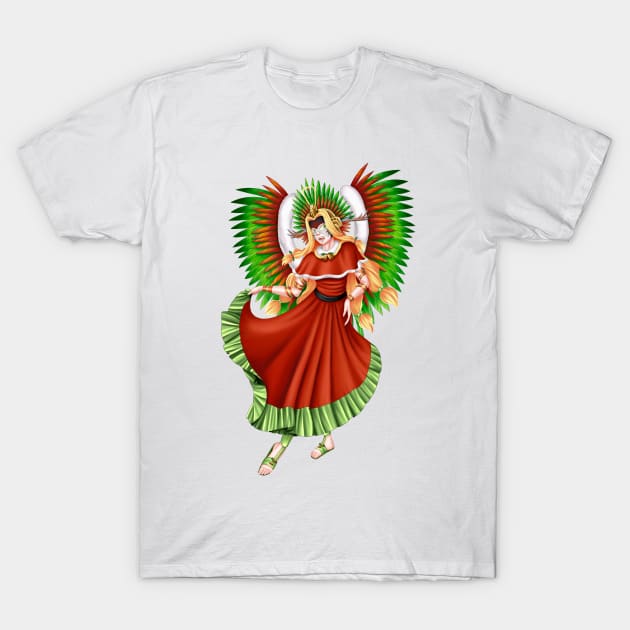 Christmas Quetzalcoatl Dress Rudes Mask T-Shirt by Antonydraws